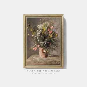 Vintage Blumenmalerei | Botanische Kunstmalerei | Vintage Stilllebendruck mit Blumen | Antike Kunst gedruckt und versendet