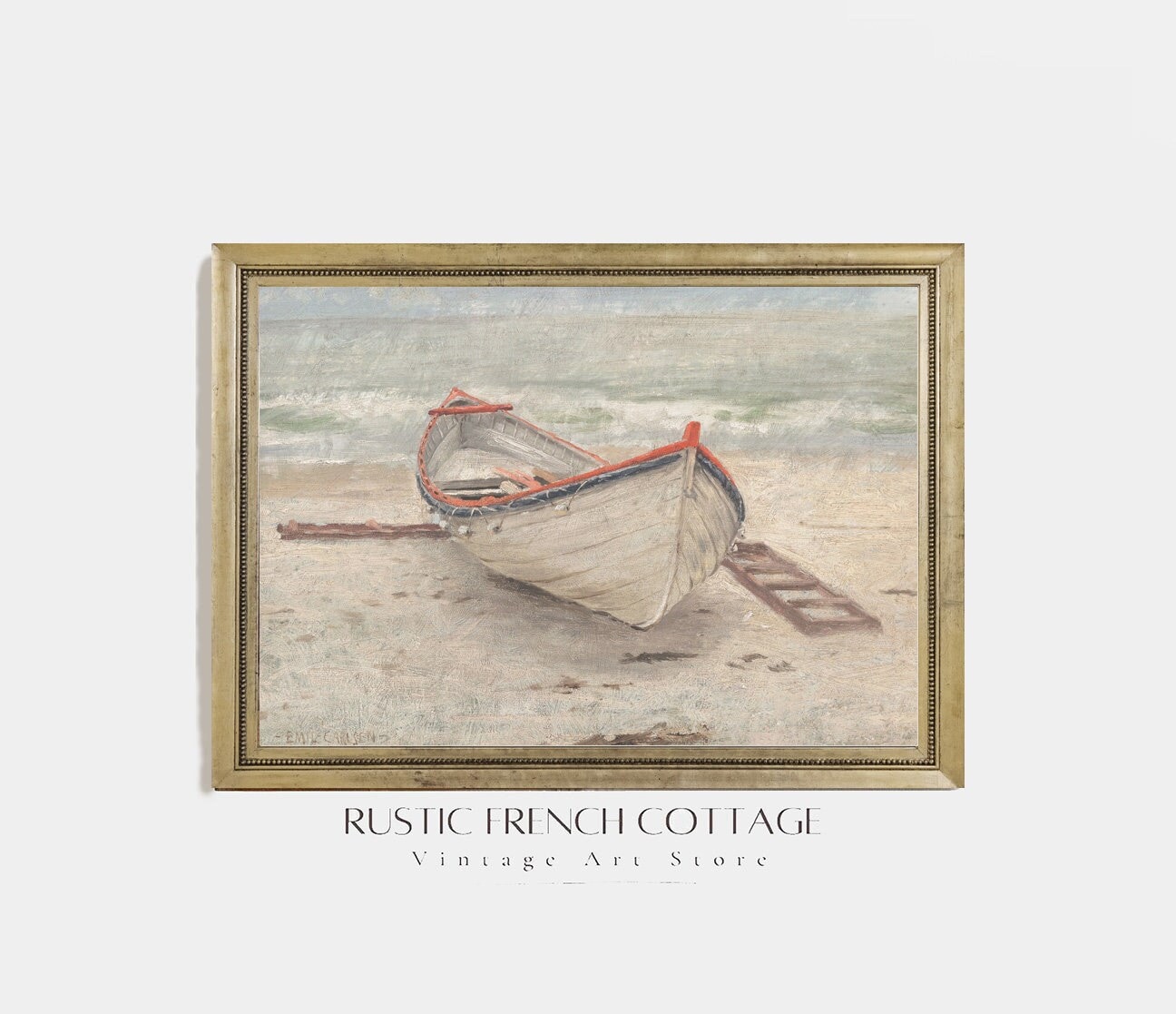 Rustic Boat Wall Decor, Vintage Nautical Art, Boat on the Beach ...