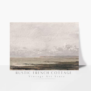 Impresión de pared costera vintage | Póster de paisaje oceánico suave para dormitorio | Decoración de casas de playa | Estilo costero