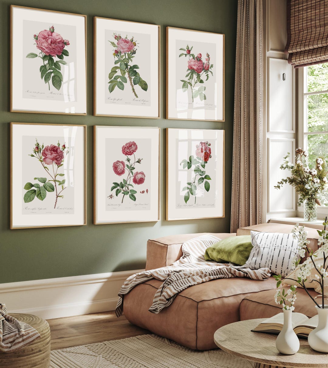 Vintage Red Roses Wall Art Set | Antique Botanical Rose Prints | French ...