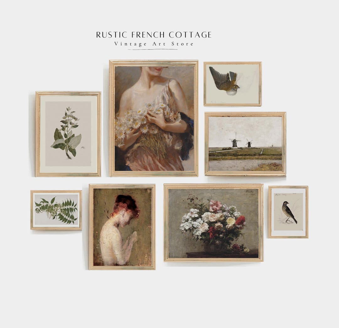 Rustic French Country Vintage Prints Set | Vintage Botanical Wall Art ...