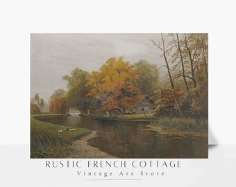 Pastoral Autumn Landscape | French Country Wall Art | Rustic Farmhouse Printable | Heritage Digital Download | Warm Fall Country Home Decor