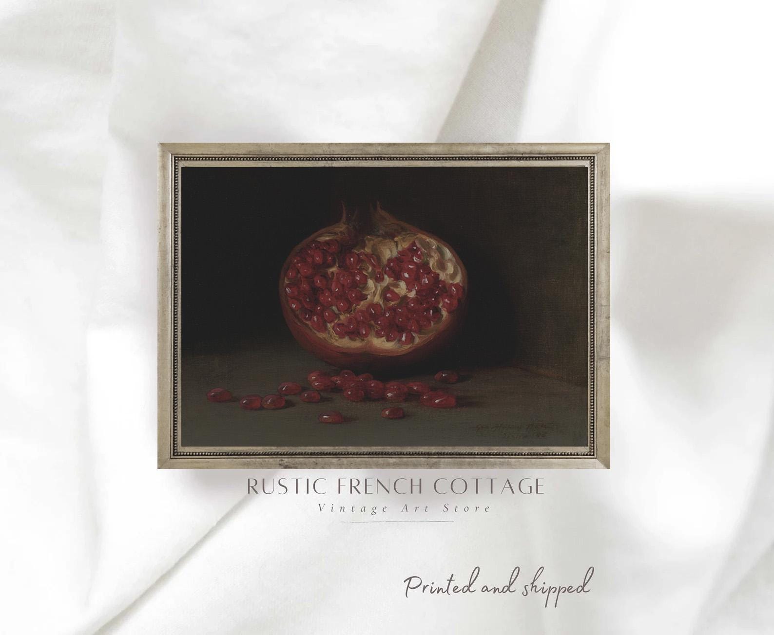 ザクロのあるヴィンテージ静物画 | 印刷・発送済みアート | 素朴な