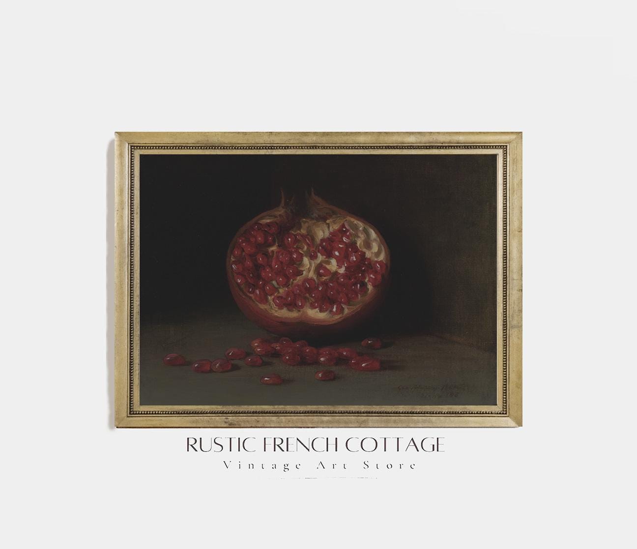 ザクロのあるヴィンテージ静物画 | 印刷・発送済みアート | 素朴な