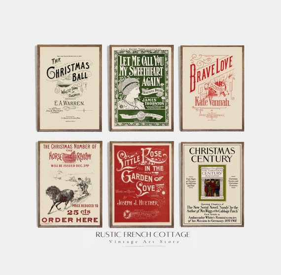 Ensemble de 6 Affiches vintage | art de publicité vintage de Noël | Couverture de magazine vintage | magazine retro imprimé et expédié