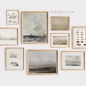 Soft Coastal Art Prints | Vintage Marine Gallery | Seaside Home Wall Decor | Beach Cottage Digital Art Set | Antique Seaside Muted art set