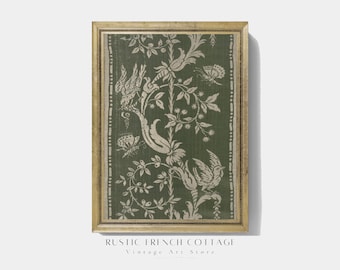 vintage textile print, vintage velvet textile, vintage embroidery print, rustic decor, French decor, Digital Art, french cottage wall art