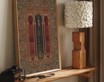 Antique Persian Rug Print | Heritage Indian Textile Reproduction | Vintage Bohemian Heirloom digital Wall Art