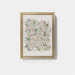 William Morris Pattern Wall Art for Textiles | Vintage Neutral Art | PRINTABLE textile print | Vintage Floral Textile | Rustic Farm Decor