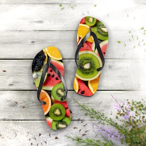 Fruit Print Flip Flops: Summer Beach Sandals