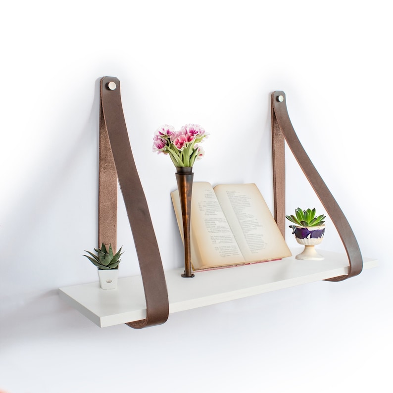 Leather STRAP for SHELF Genuine Cowhide Leather Strip for Shelf SUPPORT