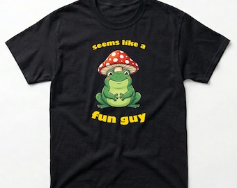 Frog Mushroom Hat T-Shirt | Goblincore Cottagecore Froggy Tee (DTF Print)