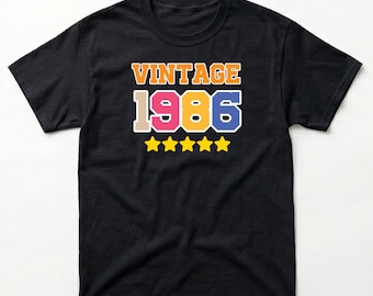 Vintage 1986 Graphic Tee | 40th Birthday Retro Unisex Shirt (DTF Printed)