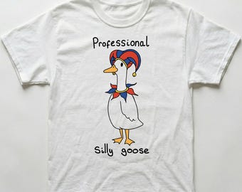 Professional Silly Goose Cartoon T-Shirt, Humorous Work Graphic Tee