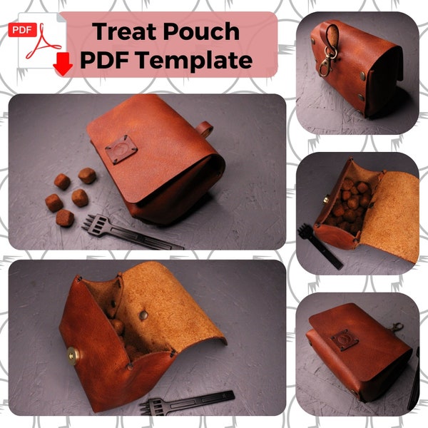 Dog Treat Pouch Leather PDF Template For Leathercraft No Stitching Step By Step Instructions Pdf Pattern DIY Gift A4 US Letter 8.5x11"