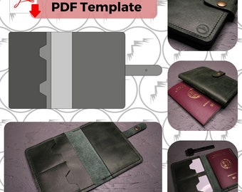 Leathercraft modèle cuir passeport étui PDF modèle passeport portefeuille Pdf motif bricolage cadeau modèle pour maroquinerie A4 US lettre 8,5 x 11"