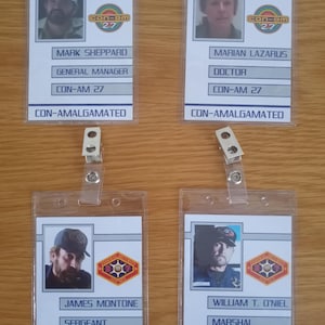 Outland 1981 Con-Am 27 Outpost Crew - Clip-on ID Photo Pass Badge Set Prop Collection Cosplay