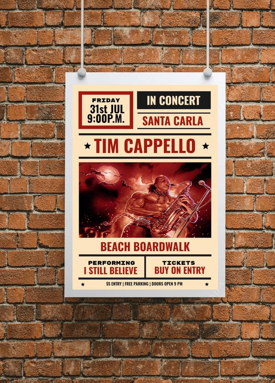 The Lost Boys - Tim Cappello Concert Poster A4 A3 - Etsy