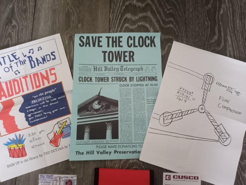 NEW Back To The Future Prop Replica Marty McFly Zip Wallet & Clock Tower Flyer image 2