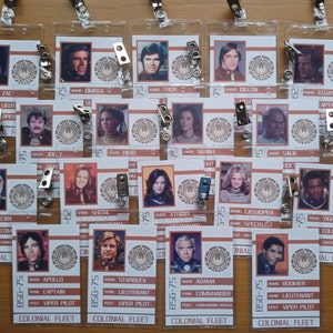 Battlestar Galactica Original 1978 - BSG - Colonial Crew - Clip-on ID Photo Pass Badge Set Prop Collection Cosplay