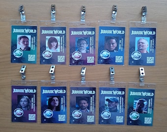 Jurassic World - Insignia de identificación con foto de InGen con clip, colección de accesorios para cosplay