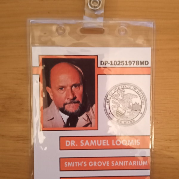 Dr Samuel 'Sam' Loomis - Halloween Clip-on ID Photo Pass Badge Set Prop Cosplay