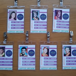 Lost In Space Original 1960&#39;s TV Crew - Clip-on ID Photo Pass Badge Set Prop Collection Cosplay