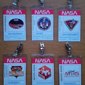 NASA Mars Program - Clip-on ID Photo Pass Badge Set Prop Collection