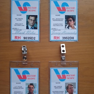 Innerspace 1987 Vector Scope Labs - Clip-on ID Photo Pass Badge Set Prop Collection Cosplay