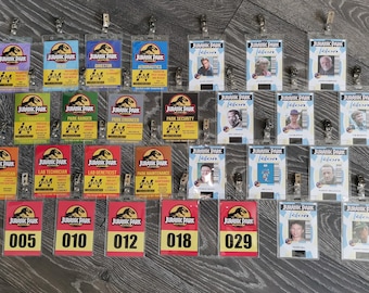 Jurassic Park - Clip-on InGen ID Photo Pass Badge Set Prop Collection Cosplay