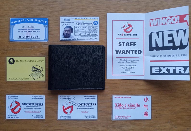 Prop Wallet Contents NEW Ghostbusters Film Movie Prop Leather Wallet Cosplay - Various ...