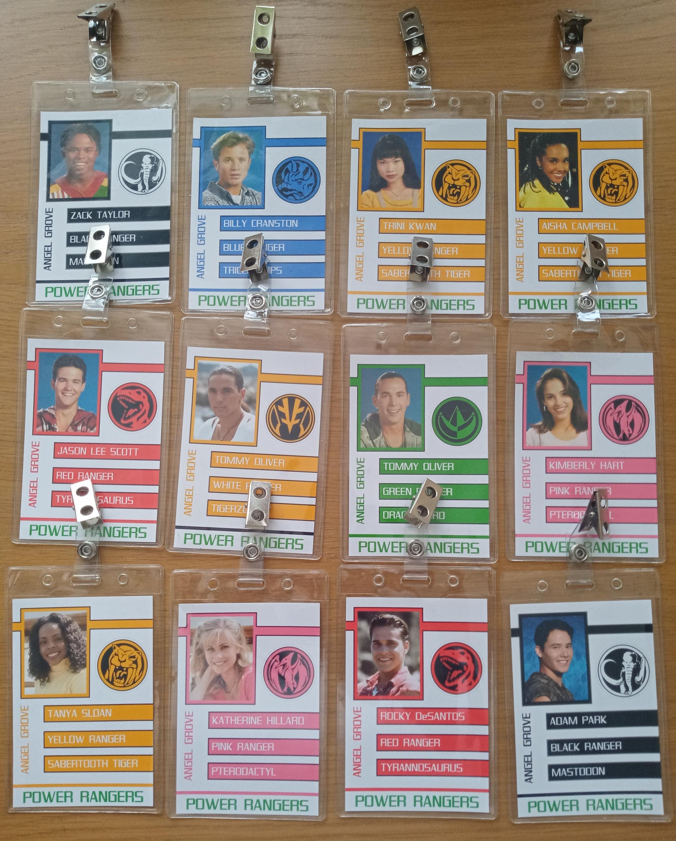 Mighty Morphin Power Rangers - Clip-on ID Photo Pass Badge Set Prop Collection Cosplay