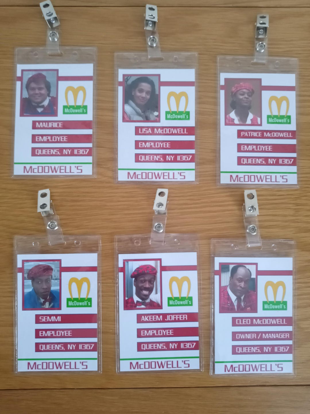 Select Identity Coming to America Mcdowell's Employee - Clip-on ID Photo Pass Badge Set ...