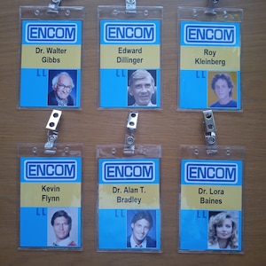 TRON Encom Employee - Clip-on ID Photo Pass Badge Set Prop Collection Cosplay