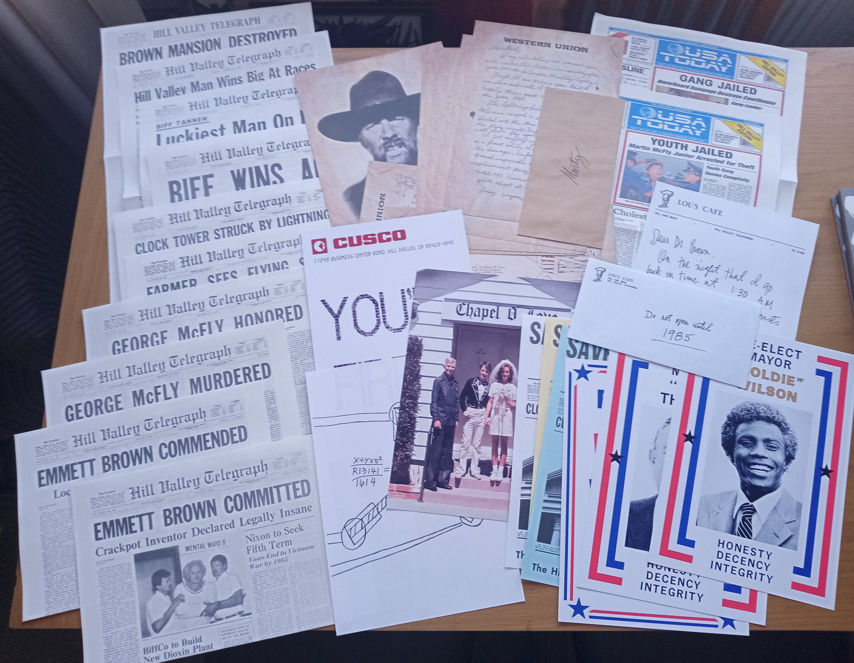 Collezione di oggetti di scena di carta di Ritorno al Futuro BTTF