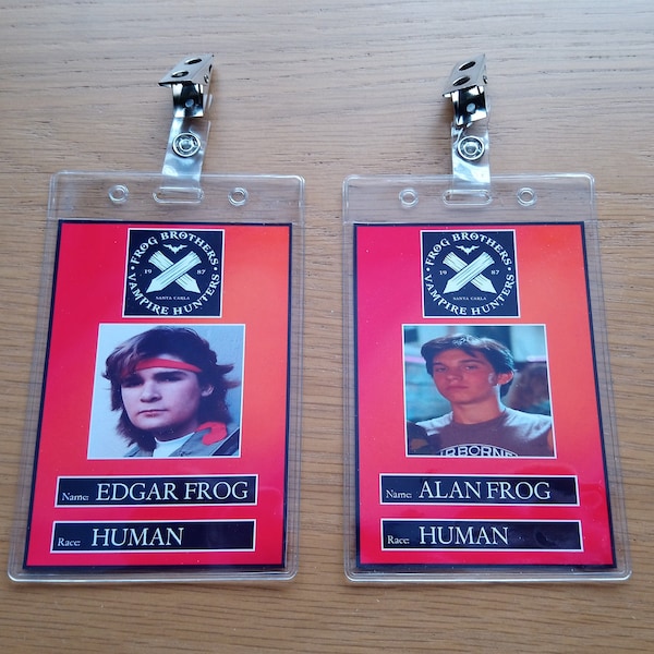 Lost Boys Frog Brothers - Set di badge per pass fotografico con clip per documenti d'identità Cosplay
