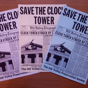 Back To The Future Prop Set Of Save The Clock Tower Flyers BTTF