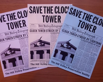 Conjunto de utilería de Regreso al Futuro de los Flyers de Salvar la Torre del Reloj BTTF