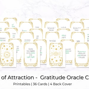 Law of Attraction Oracle Cards Printables | Gratitude Oracle divination cards | Oracle card deck | Oracle deck Printable | Digital Oracle