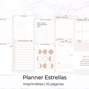 Spanish daily planner | Printable Planner | weekly planner | Undated Planner | Star Planner | printable planner