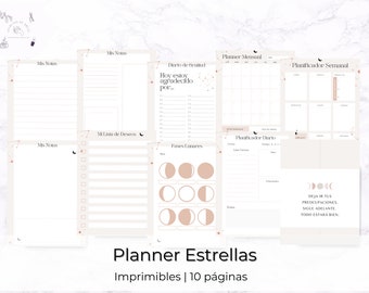Spanish daily planner | Printable Planner | weekly planner | Undated Planner | Star Planner | printable planner