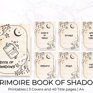 Book of Shadows Cover and Title Pages | Grimoire Cover | Vintage Printable Grimoire | Book Of Shadows Pages | Grimoire Pages | witch craft
