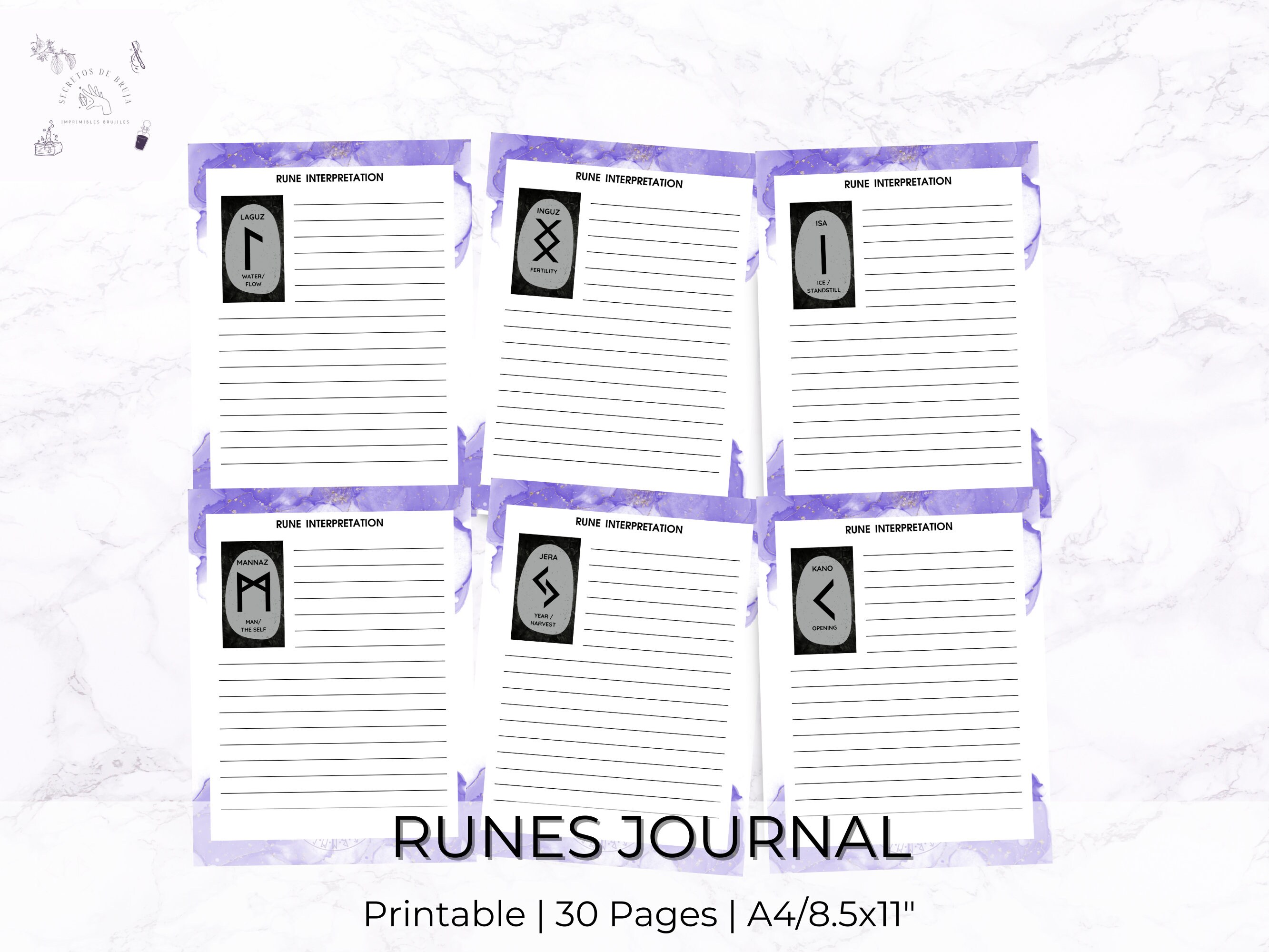 Runes Journal Printable | Rune Journal Worksheet | Elder Futhark | Rune ...