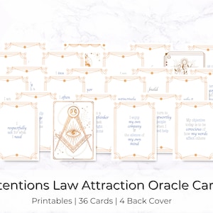 Intentions Law of Attraction Oracle Cards Printables | Gratitude Oracle divination cards | Oracle card deck | Oracle deck Printable