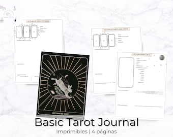 Journal de tarot imprimable | Journal de tarot en espagnol | Tarot Spread Pages | Tarot quotidien | tarot à 3 cartes | Pages du livre des ombres