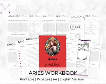 Aries Workbook Printable | Fire Sign Reflection Journal | Astrology Workbook | Zodiac Self-Discovery | Digital Download