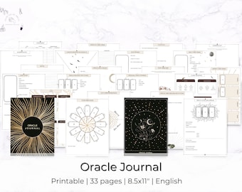 Oracle Journal Printable | 33 Page Oracle Reading & Study Workbook, Daily Spreads, Numerology, Witch Planner PDF