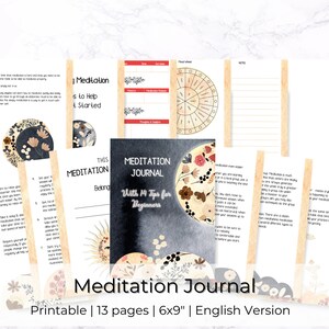 Meditation Journal Printable | digital meditation planner | Meditation Journal | mindfulness journal | daily meditation journal