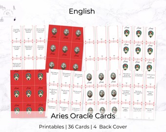 Aries Zodiac Cards Printable | Astrology Sign Oracle Cards | Fire Sign Energy | Aries Messages | Spiritual PDF | Aries Astrology Cards |