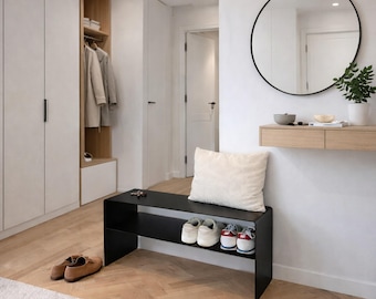 Metal shoe bench, designer bench, modern bench for shoes, shoe rack, bench, shoe cabinet for the hallway, bench for the entrance area